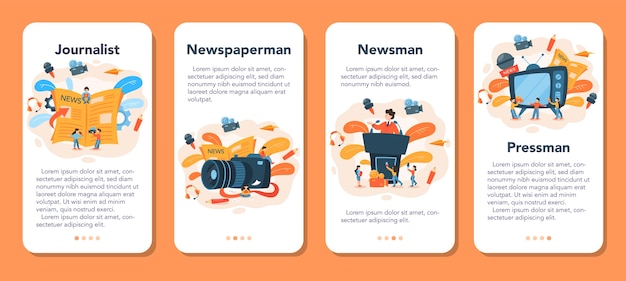 Journalist mobile application banner set