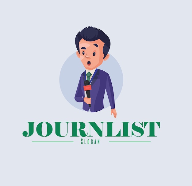 Шаблон логотипа векторного талисмана журналиста