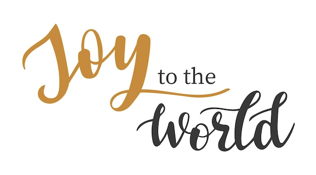 Joy to the world handschrift in gouden en grijze trendy kleur