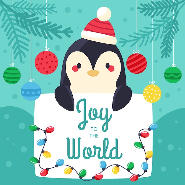 Joy to the world lettering con elementi natalizi