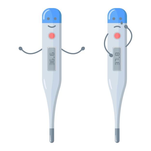 うれしそうな悲しい体温計高温と低温の感情的な体温計