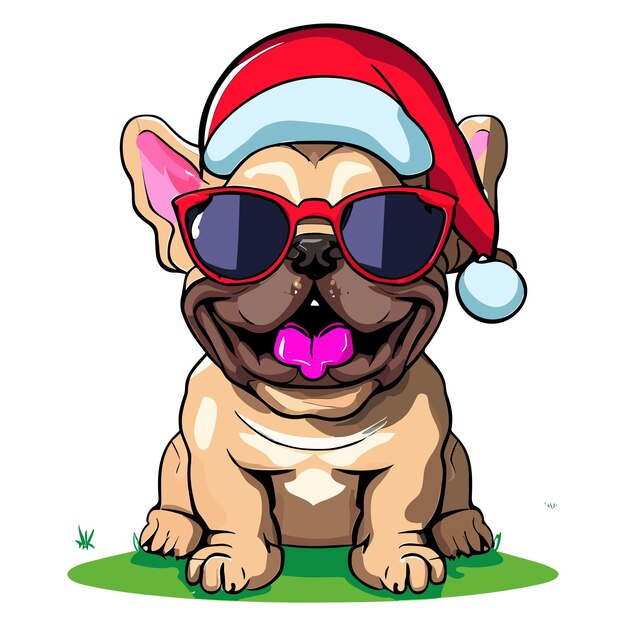 Vector joyful baby bulldog cartoon