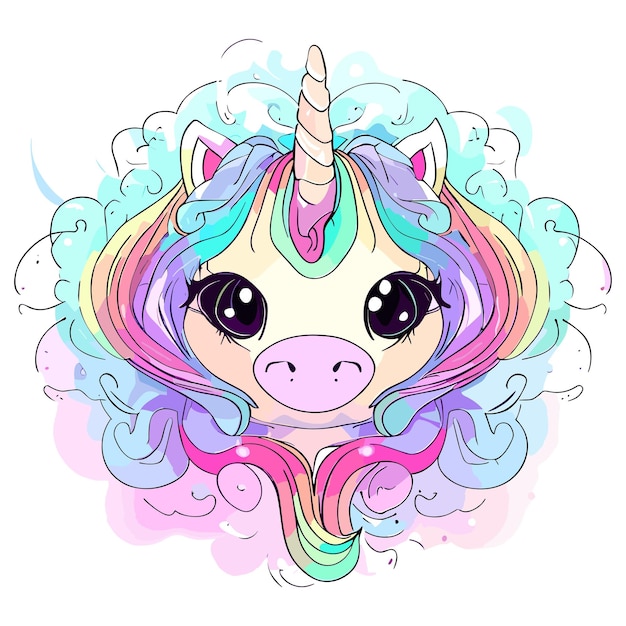 Joyful baby unicorn with enchantment