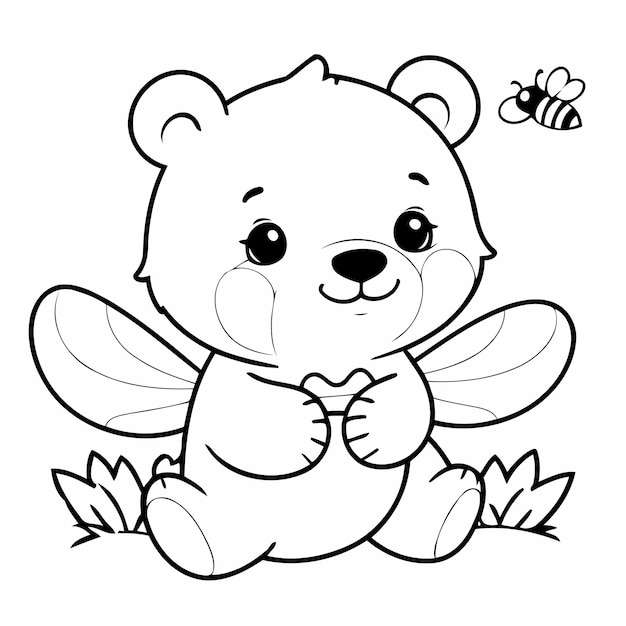 Joyful Bear doodle voor kinderen pagina