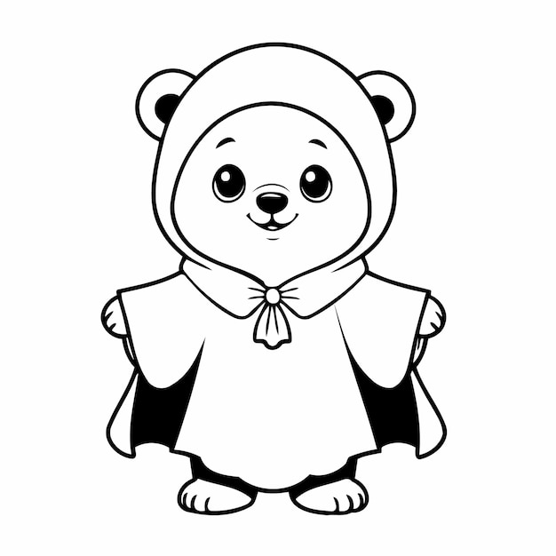 Joyful bear illustration for colouring page