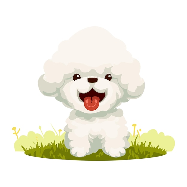 Vector joyful bichon frise frolicking outdoors