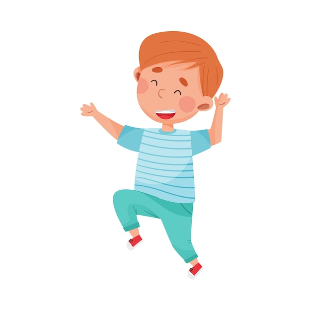 Joyful Boy Character Springt hoog met vreugde en opwinding Vector illustratie
