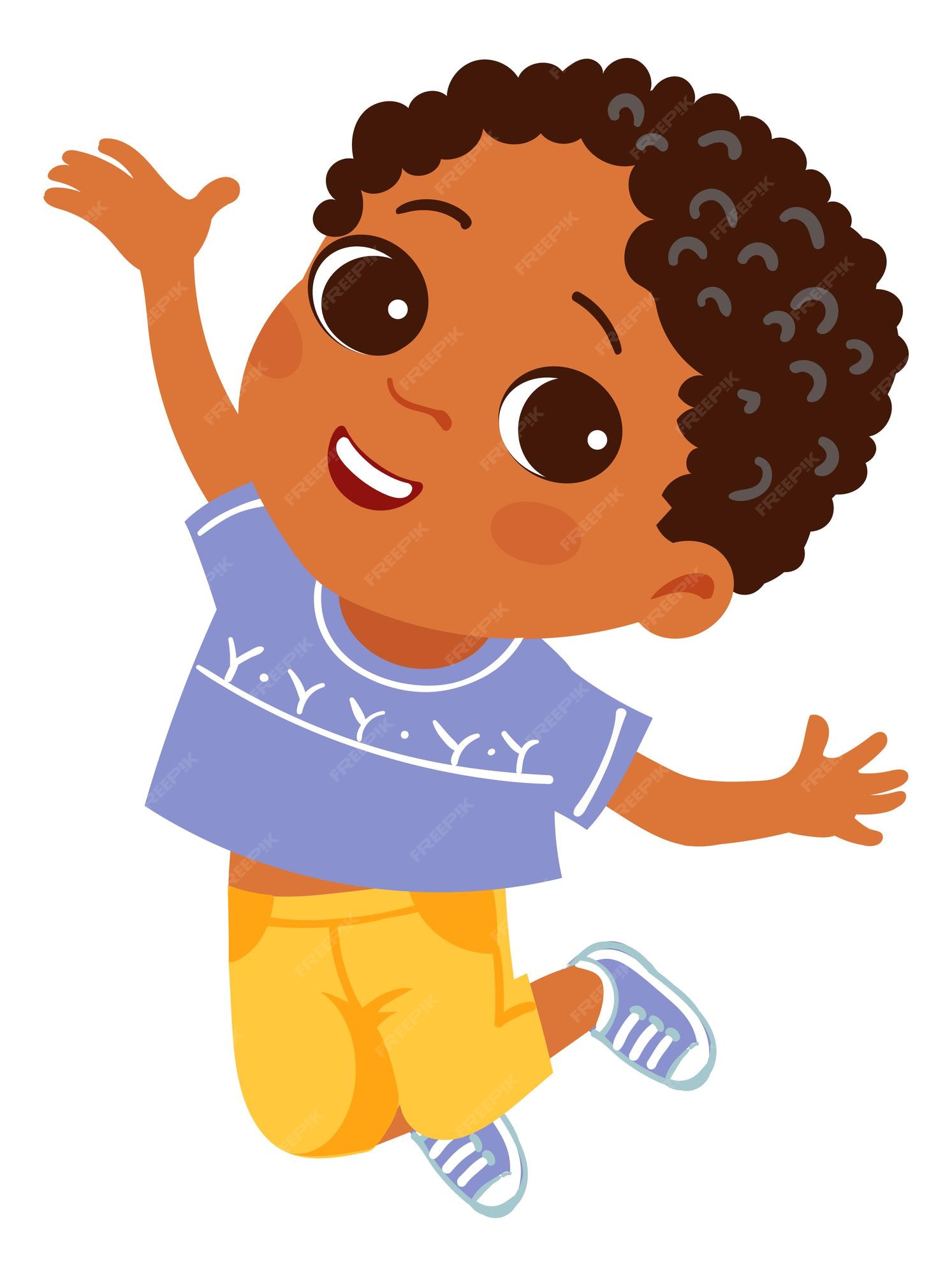Premium Vector | Joyful boy jumping. excited happy kid. cute cartoon character isolated on white background Premium Vector | Joyful boy jumping. excited happy kid. cute cartoon character isolated on white background