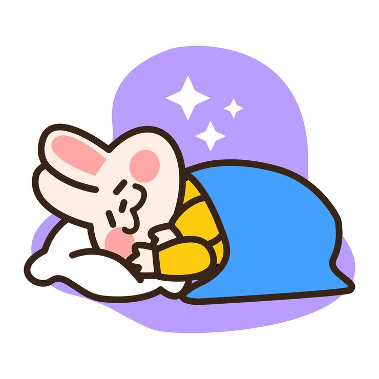 Joyful Bunny Having A Sweet Dream Doodle Illustration