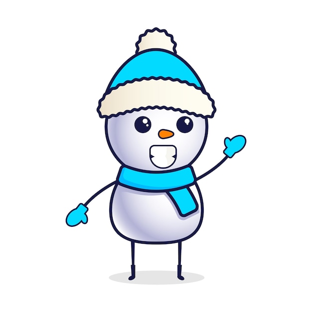 Vector joyful cartoon snowman in a christmas hat