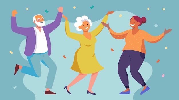 Vector a joyful celebration of life and movement the older adult dance party is a reminder that age is just