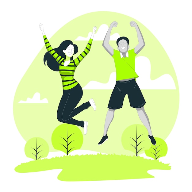 Joyful Couple Jumping in a Summer Scene
