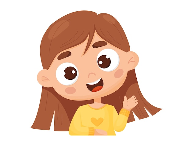 Joyful cute girl Vector illustration in cartoon style