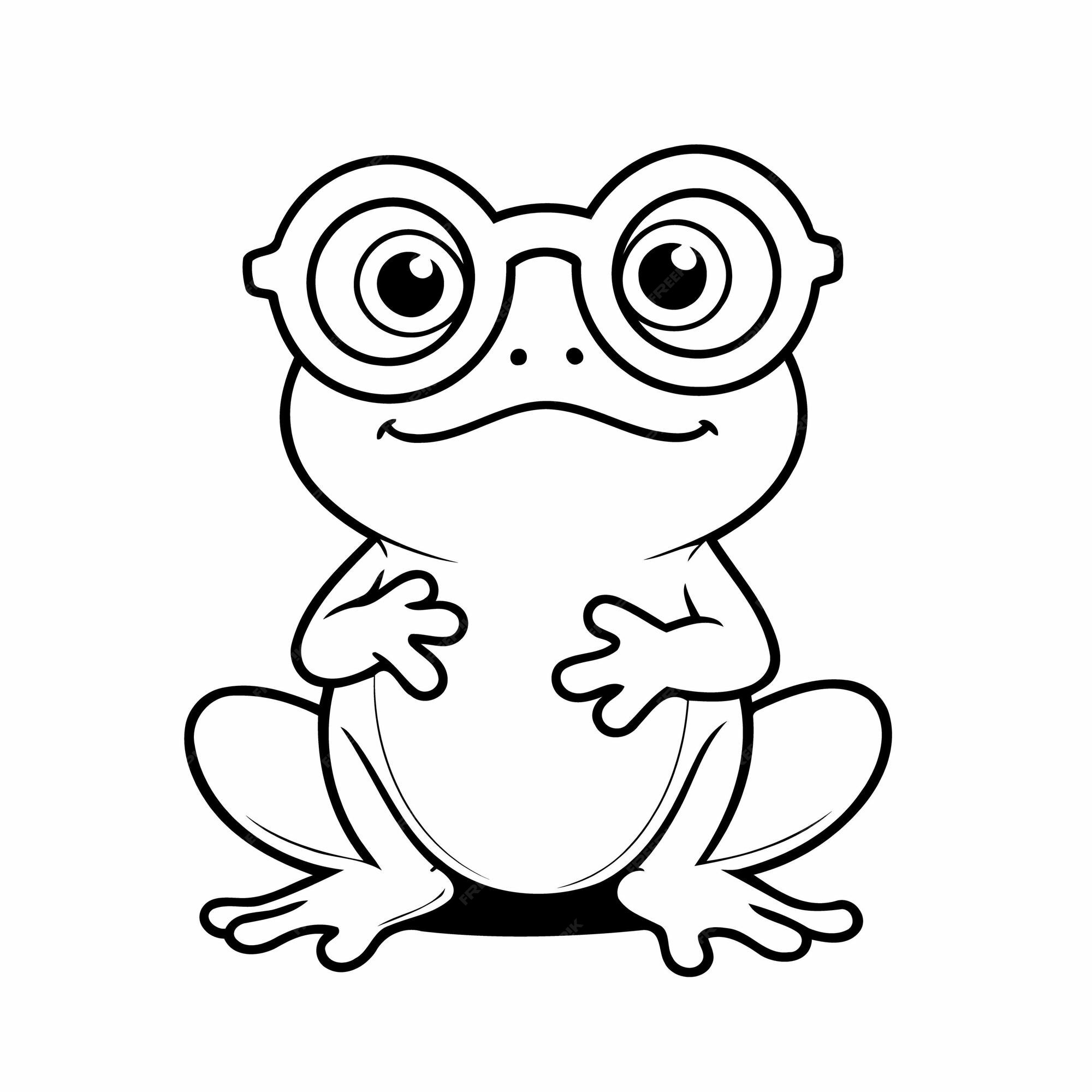 Premium Vector | Joyful frog drawing illustration for colouring pages