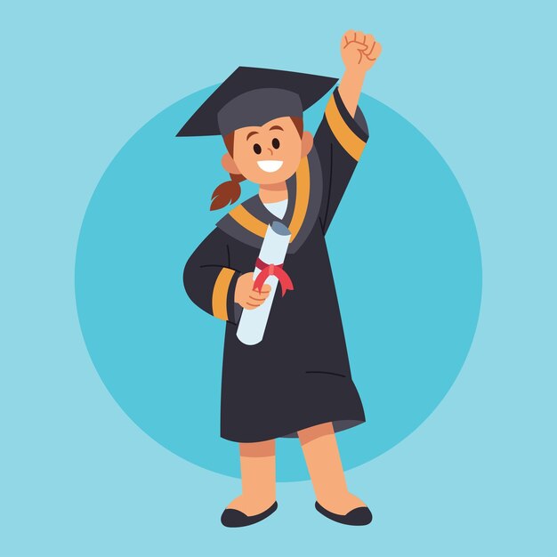 A Joyful Graduate Celebrates Academic Success Holding Diploma in Hand Triumphant Pose Successful