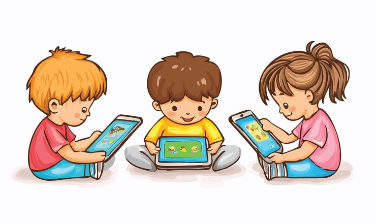 Vector joyful learning kids engaging in educational play