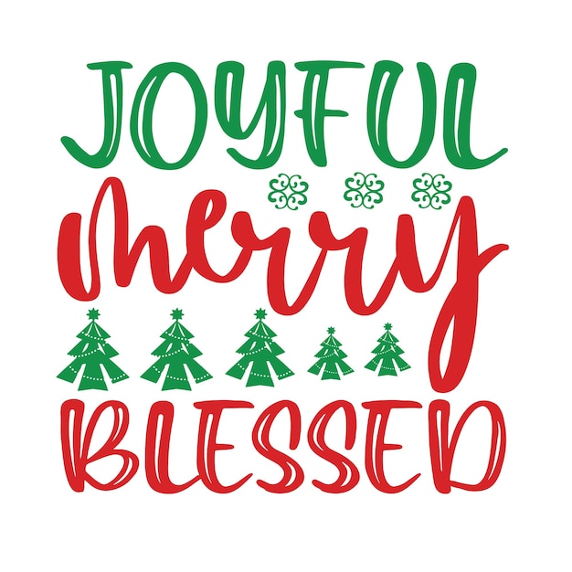 Joyful merry blessed christmas print by the graphic co