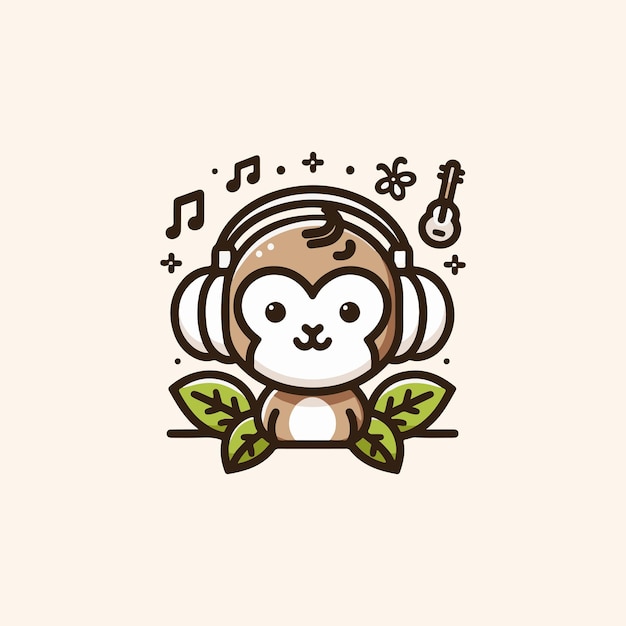 Vector joyful monkey music illustration vector