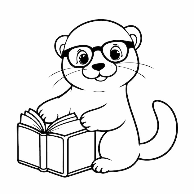 Vector joyful otter hand drawn for kids page