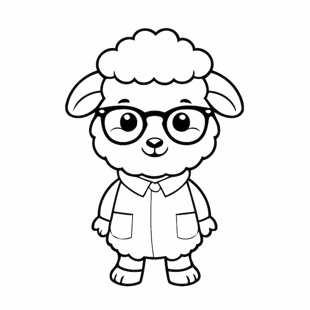 幼児のための喜びの羊のドゥードルカラーページ