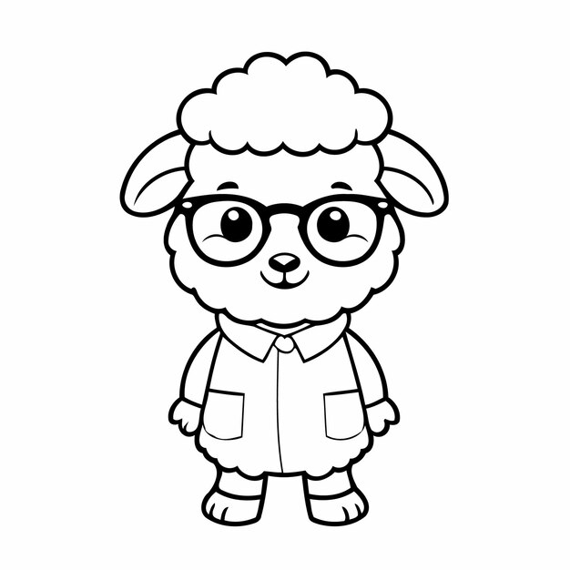 Vector joyful sheep doodle for toddlers colouring page