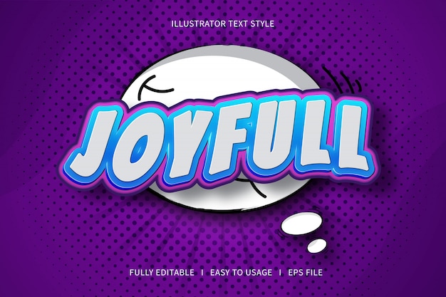 Joyfull, text style font effect  blue gradation