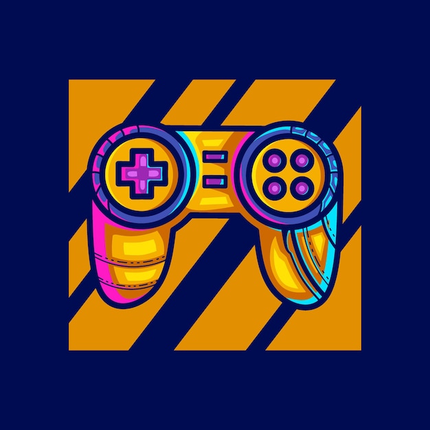 Vector joystick cyberpunk style cartoon character illustration