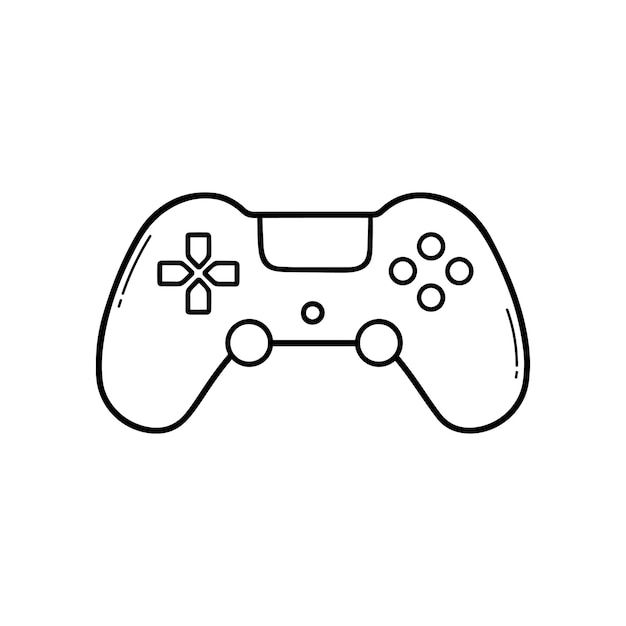 Джойстик каракули Геймпад игровой контроллер в стиле эскиза Ручной рисунок векторной иллюстрации