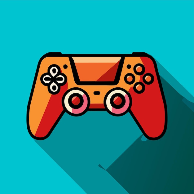 Joystick gamepad line icon flat color vector illustration