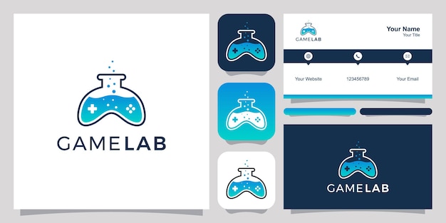 Joystick and lab abstract logo and business card design