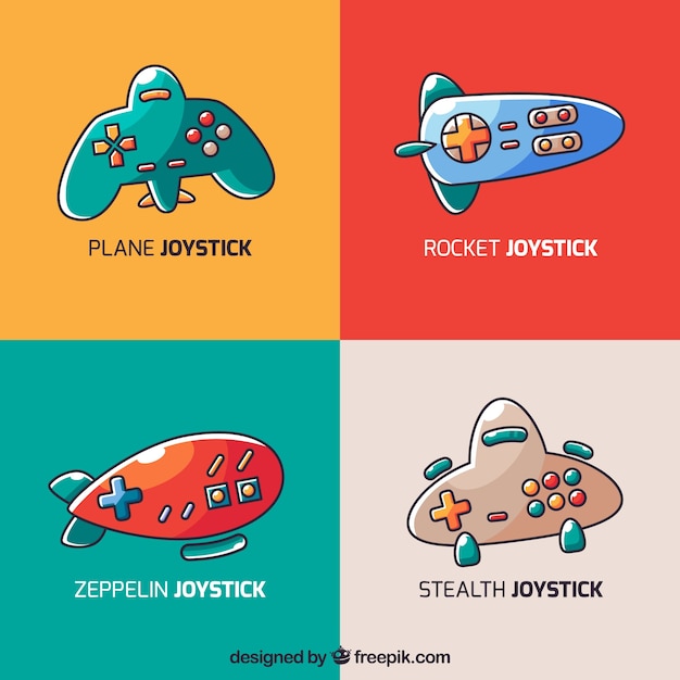 Joystick-logoverzameling met plat ontwerp