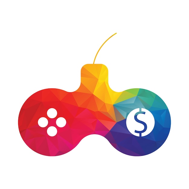 Gioco di soldi con joystick online ispirazione creativa per il design del logo logo del gioco con soldi