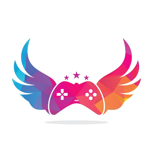 Joystick and wing vector illustration Game pad and wing logo design icon vector Flying game logo