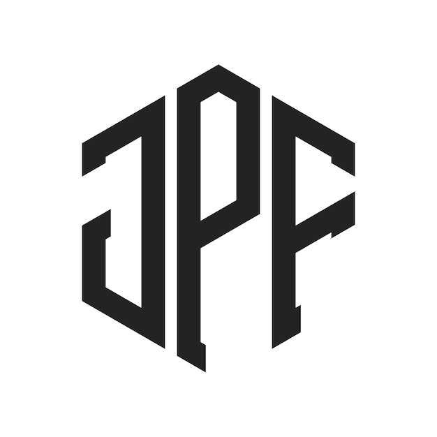 JPF ロゴデザイン イニシャルレター JPF モノグラム ロゴは六角形を使用しています