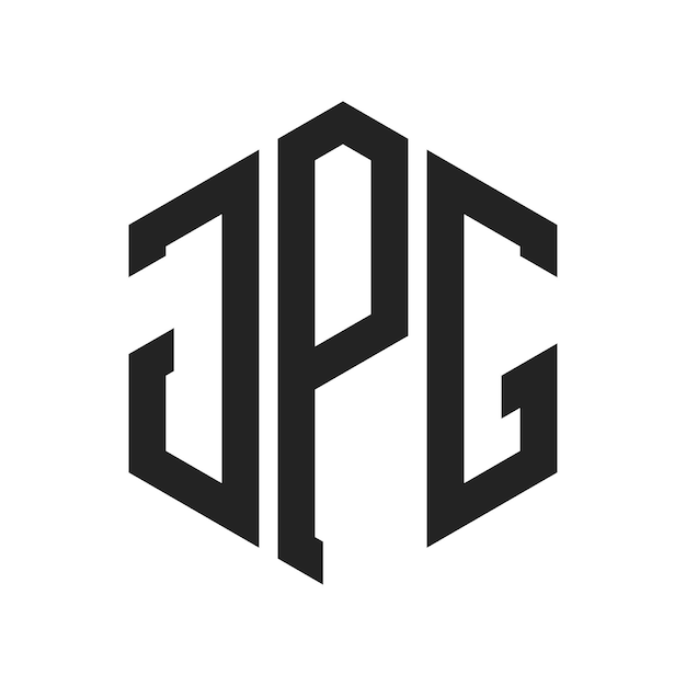 JPG ロゴ デザイン イニシャルレター JPG モノグラム ロゴ ヘクサゴン形