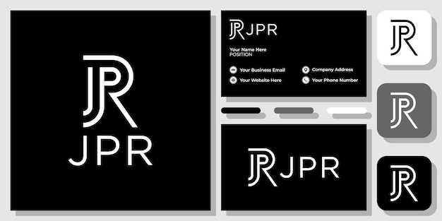 jpr combinatin symbol capital letter initial alphabet with business card template