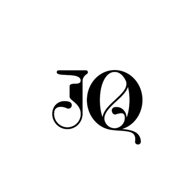 JQ モノグラム ロゴデザイン 文字 テキスト 名前 シンボル 単色 ロゴタイプ アルファベット 文字 シンプル ロゴ