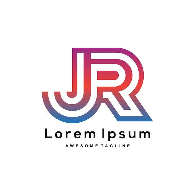 JR letter creatief kleurrijk logo ontwerp