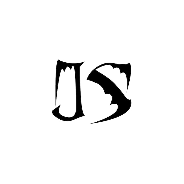 JS 모노그램 로고 디자인 문자 텍스트 이름 기호 흑백 로고 타입 알파벳 문자 심플 로고