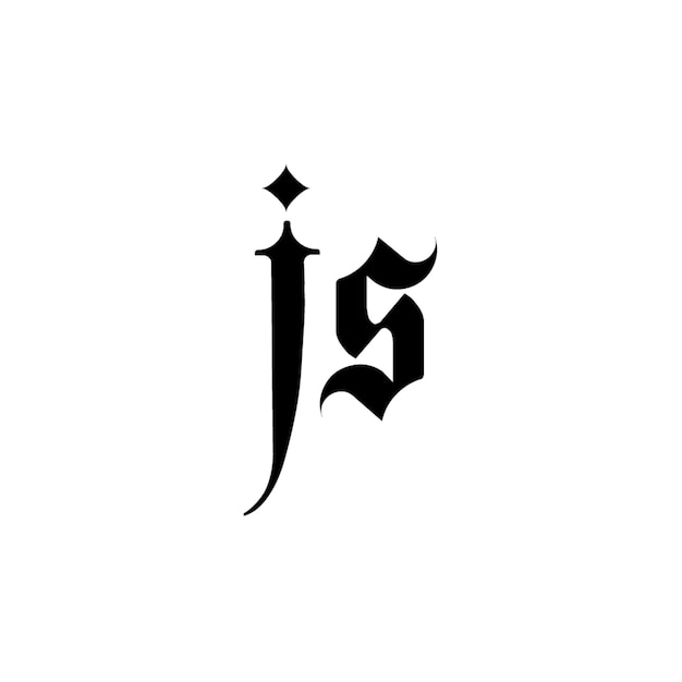 JS 모노그램 로고 디자인 문자 텍스트 이름 기호 흑백 로고 타입 알파벳 문자 심플 로고