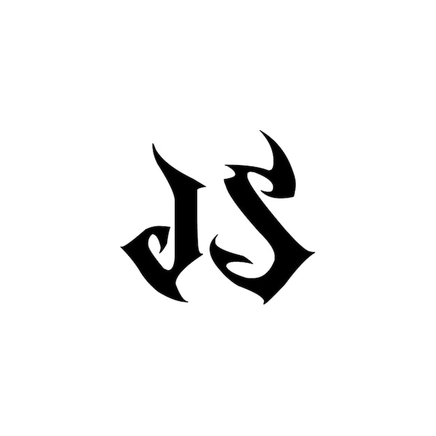 JS 모노그램 로고 디자인 문자 텍스트 이름 기호 흑백 로고 타입 알파벳 문자 심플 로고