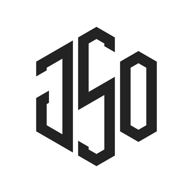 Дизайн логотипа JSO Первоначальная буква JSO Монограмма Логотип с использованием шестиугольной формы