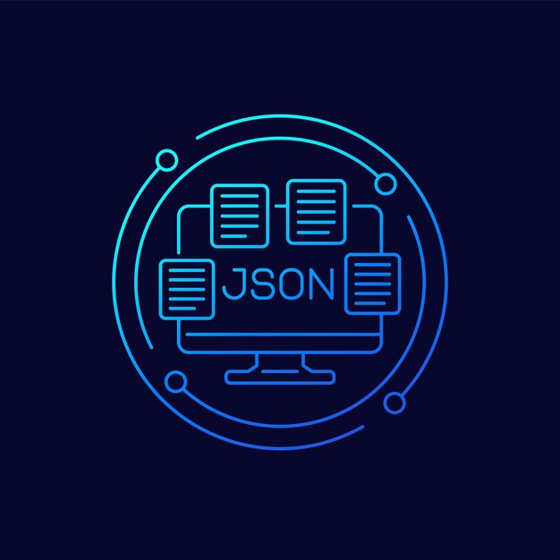 JSON files documents icon linear design