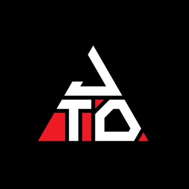 Vector jto driehoek letter logo ontwerp met driehoek vorm jto driehoek logo ontwerp monogram jto drie hoek vector logo sjabloon met rode kleur jto drihoekige logo eenvoudig elegant en luxe logo