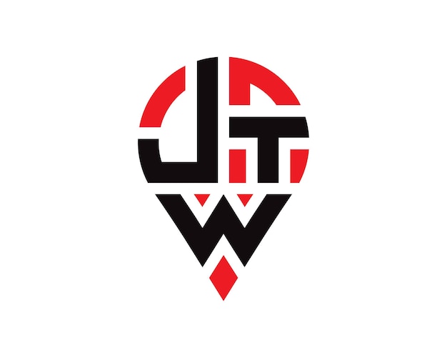 JTW letter location shape logo design JTW letter location logo simple design