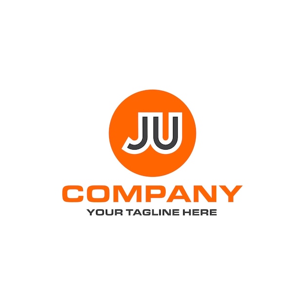 Ju letter logo-ontwerp in ronde vorm