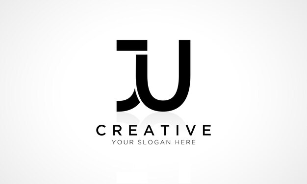 JU Letter Logo Ontwerp Vector Sjabloon Alfabet Eerste Letter JU Logo Ontwerp Met Glanzende Reflectie Zakelijke Illustratie