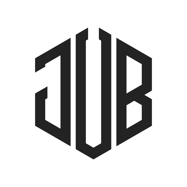JUB ロゴ デザイン イニシャルレター JUB モノグラム ロゴ ヘクサゴン形