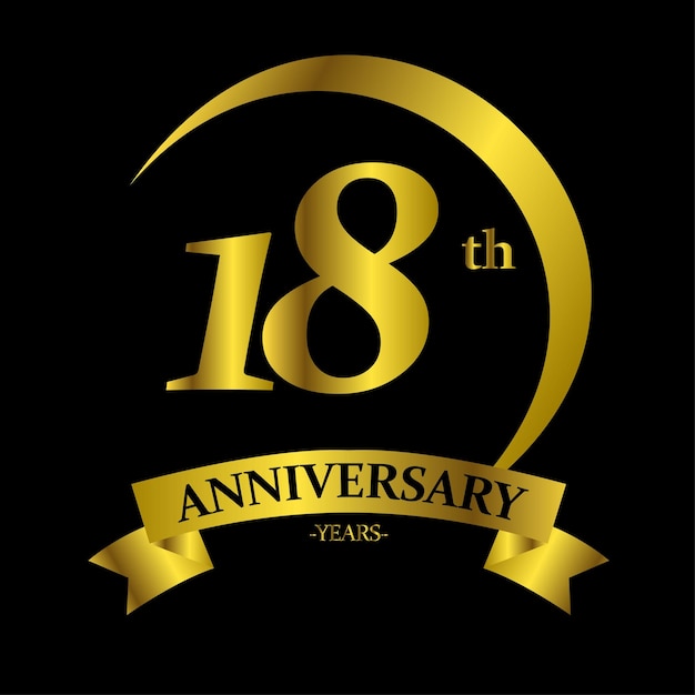 Jubileumfeest 1 jaar. Verjaardagslogo met gouden kleur ring geïsoleerd op zwarte achtergrond