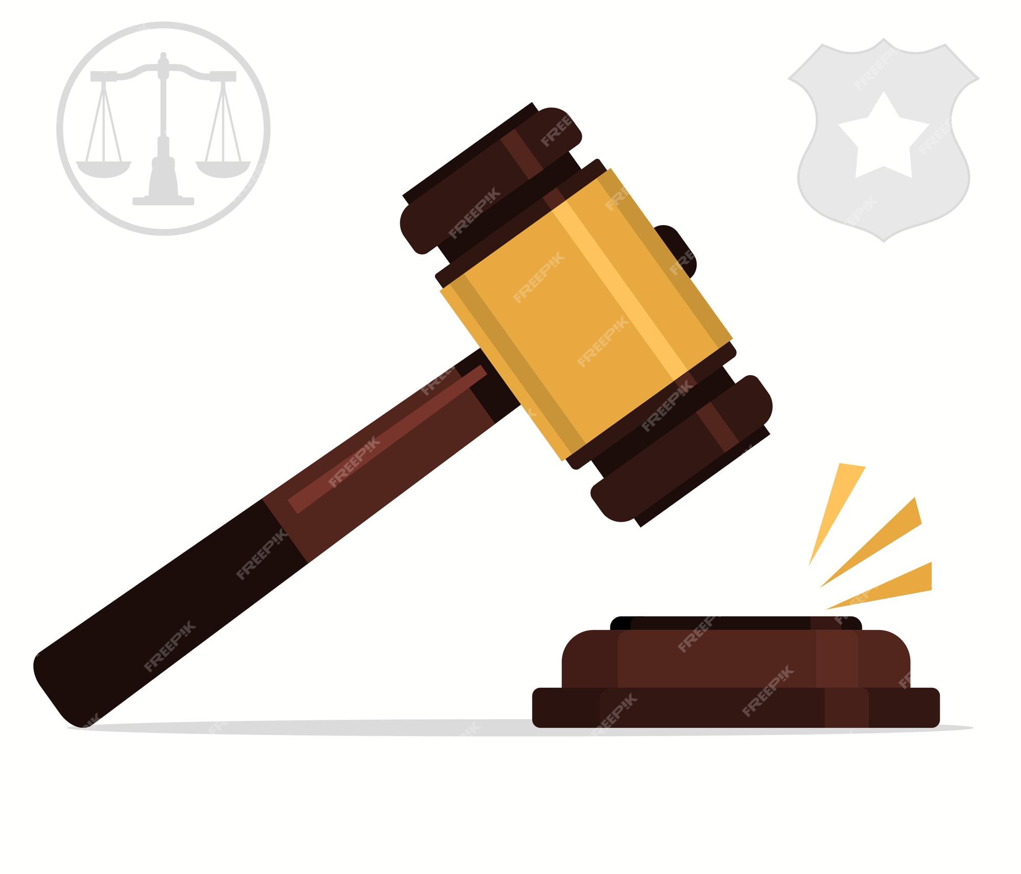 Premium Vector | Judge gavel. decision glossy mallet for court verdict.  legal law advice and justice concept. vector